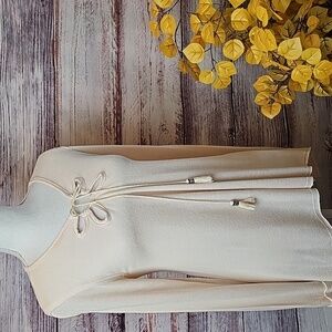 ALTAR'D STATE TAN AYSEMTRICAL INSIDE OUT CUTOUT LONG SLEEVE PULLOVER TOP